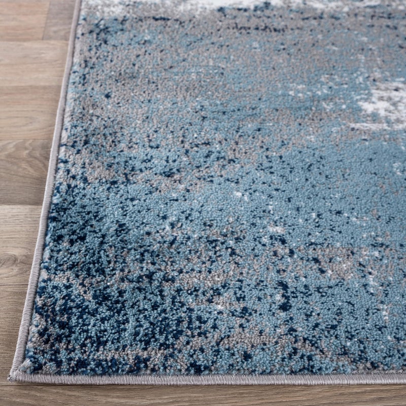 Rugshop Modern Distressed Blue Abstract Runner Rug Bohemian Inspired Watercolor for Hallway, Entryway and Kitchen 2' x 7' - Image 4